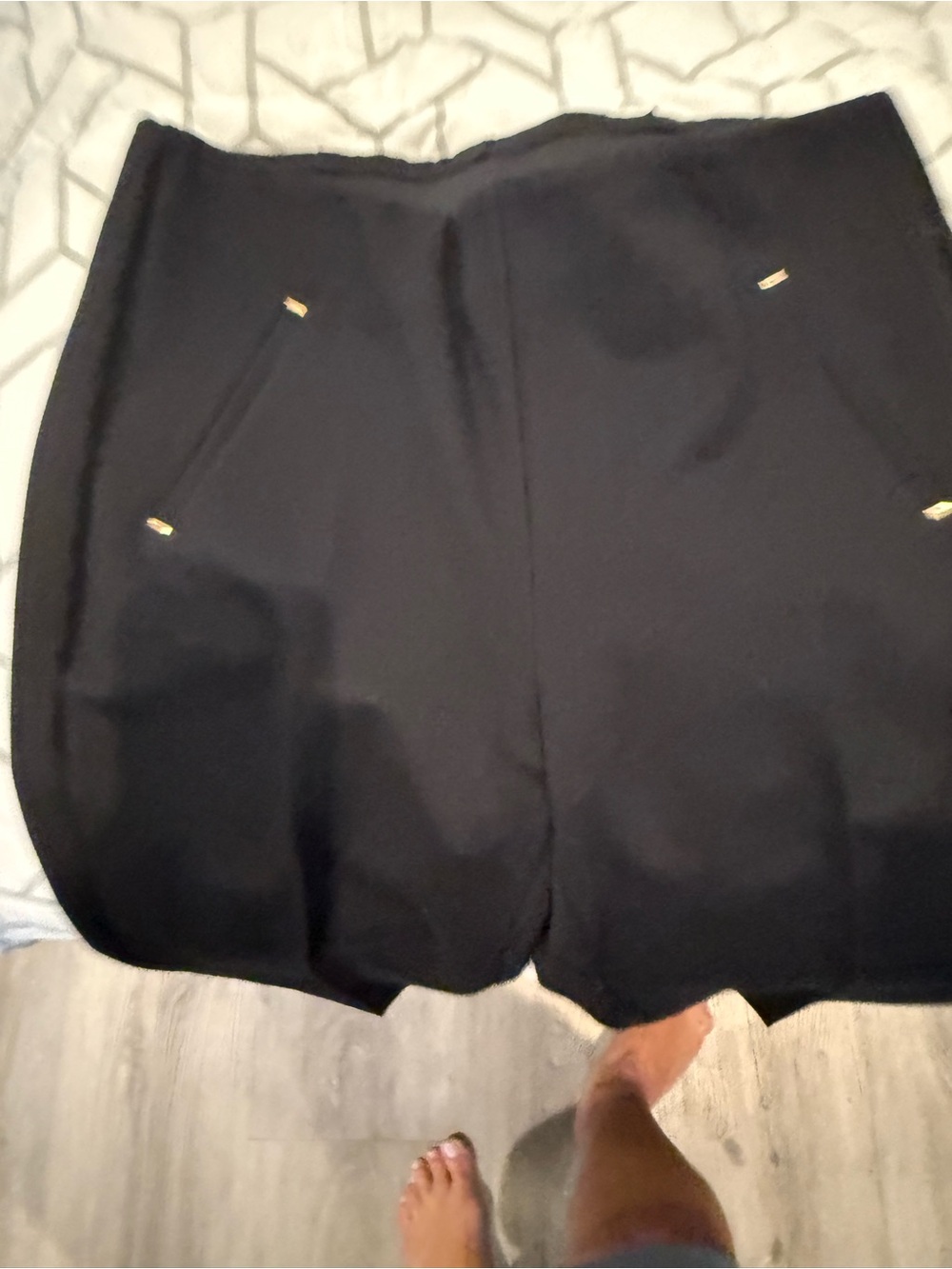 Chico's Black High-Waist Tailored Shorts with Gold Accent 1P